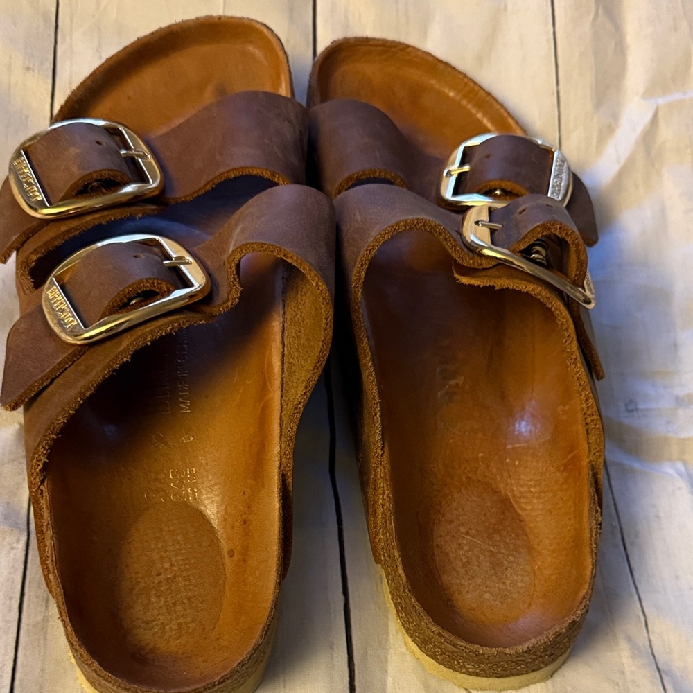 Birkenstock Arizona Big Buckle oiled leather sandal cognac size 38